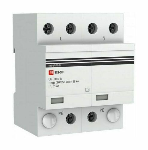 Устройство защиты от импульсных перенапряжений Тип 1 Iimp 25kA (10/350μs) 2P EKF