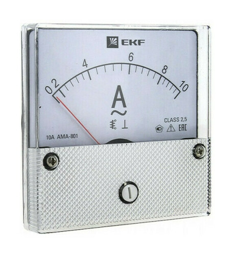 Амперметр AMA-801 аналоговый на панель (80х80) круглый вырез 10А прямое подключение EKF 