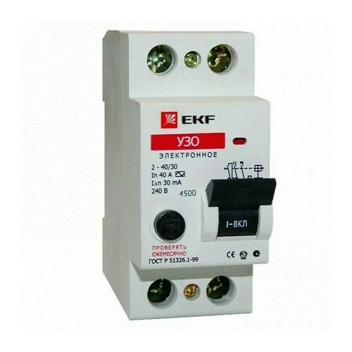 Устройство защитного отключения УЗО ВДТ-40 2P 40А/ 30мА (электронное) EKF Basic