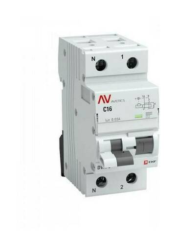 Дифференциальный автомат DVA-6 1P+N 25А (C) 100мА (AC) 6кА EKF AVERES