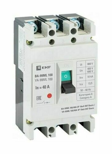 Выключатель автоматический ВА-99МL 100/ 40А 3P 18кА EKF Basic