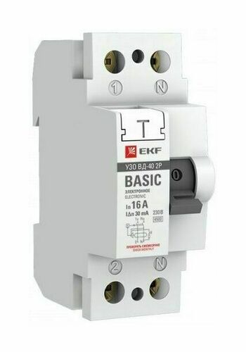Устройство защитного отключения УЗО ВДТ-40 2P 40А/100мА (электронное) EKF Basic