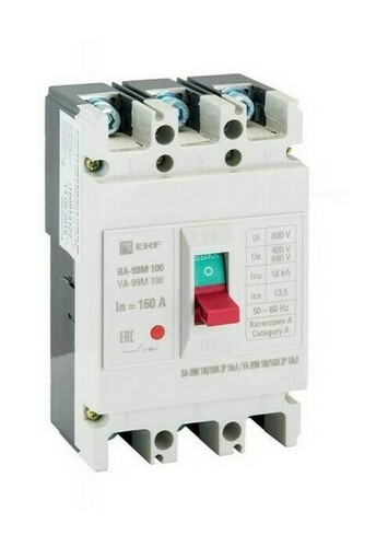 Автоматический выключатель ВА-99МL 250/200А 3P 20кА EKF Basic