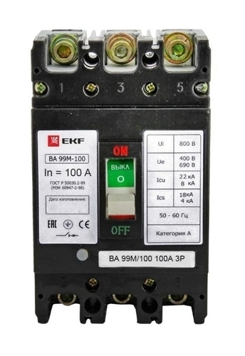 Выключатель автоматический ВА-99М 100/ 80А 3P 35кА EKF PROxima