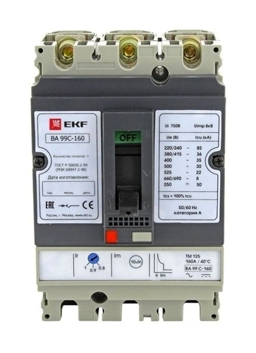 Выключатель автоматический ВА-99C (Compact NS) 160/160А 3P 36кА EKF PROxima
