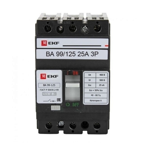 Выключатель автоматический ВА-99 125/ 25А 3P 25кА EKF PROxima
