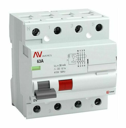Устройство защитного отключения DV 4P 40А/100мА (AC) EKF AVERES