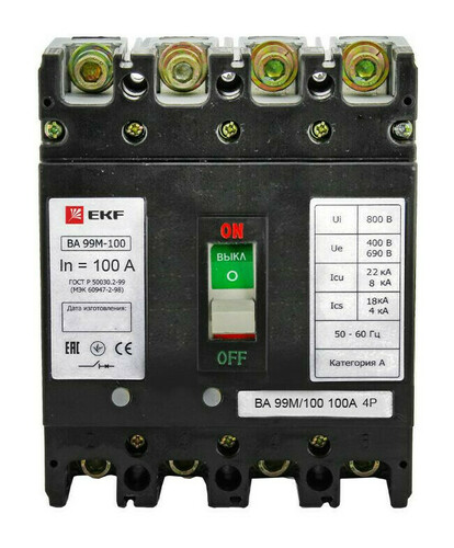 Выключатель автоматический ВА-99М 100/100А 3P+N 35кА EKF PROxima