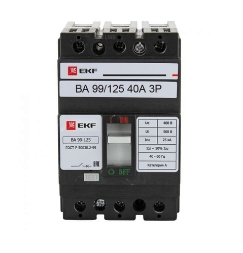 Выключатель автоматический ВА-99 125/ 40А 3P 25кА EKF PROxima