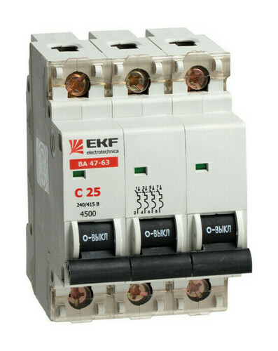 Автоматический выключатель EKF PROxima 3P 16А (D) 4.5кА, mcb4763-3-16D