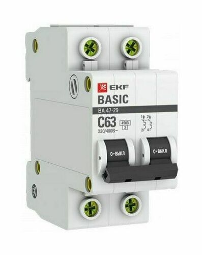 Автоматический выключатель 2P 25А (B) 4,5кА ВА 47-29 EKF Basic