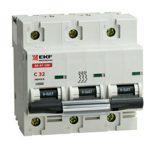 Автоматический выключатель EKF PROxima 3P 80А (D) 10кА, mcb47100-3-80D