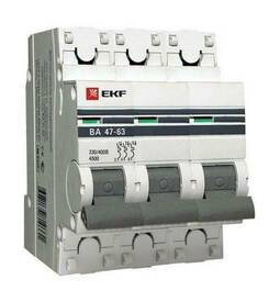 Автоматический выключатель 3P 2А (C) 4,5kA ВА 47-63 EKF PROxima